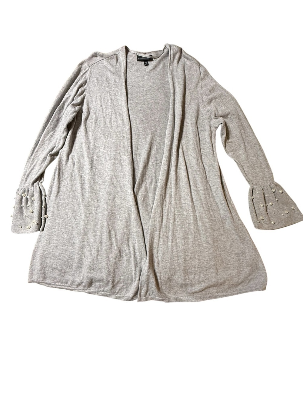 Lane Bryant Womens Cardigan Heather Gray Pearl Detail Flare Sleeve Plus 22/24